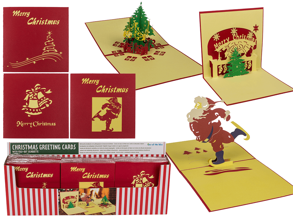 Christmas greeting cards with fold-out silhouette