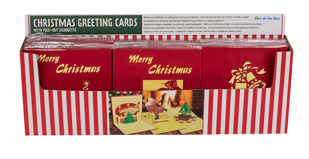 Christmas greeting cards with fold-out silhouette