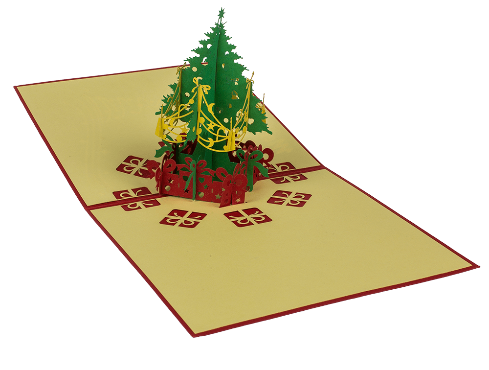 Christmas greeting cards with fold-out silhouette