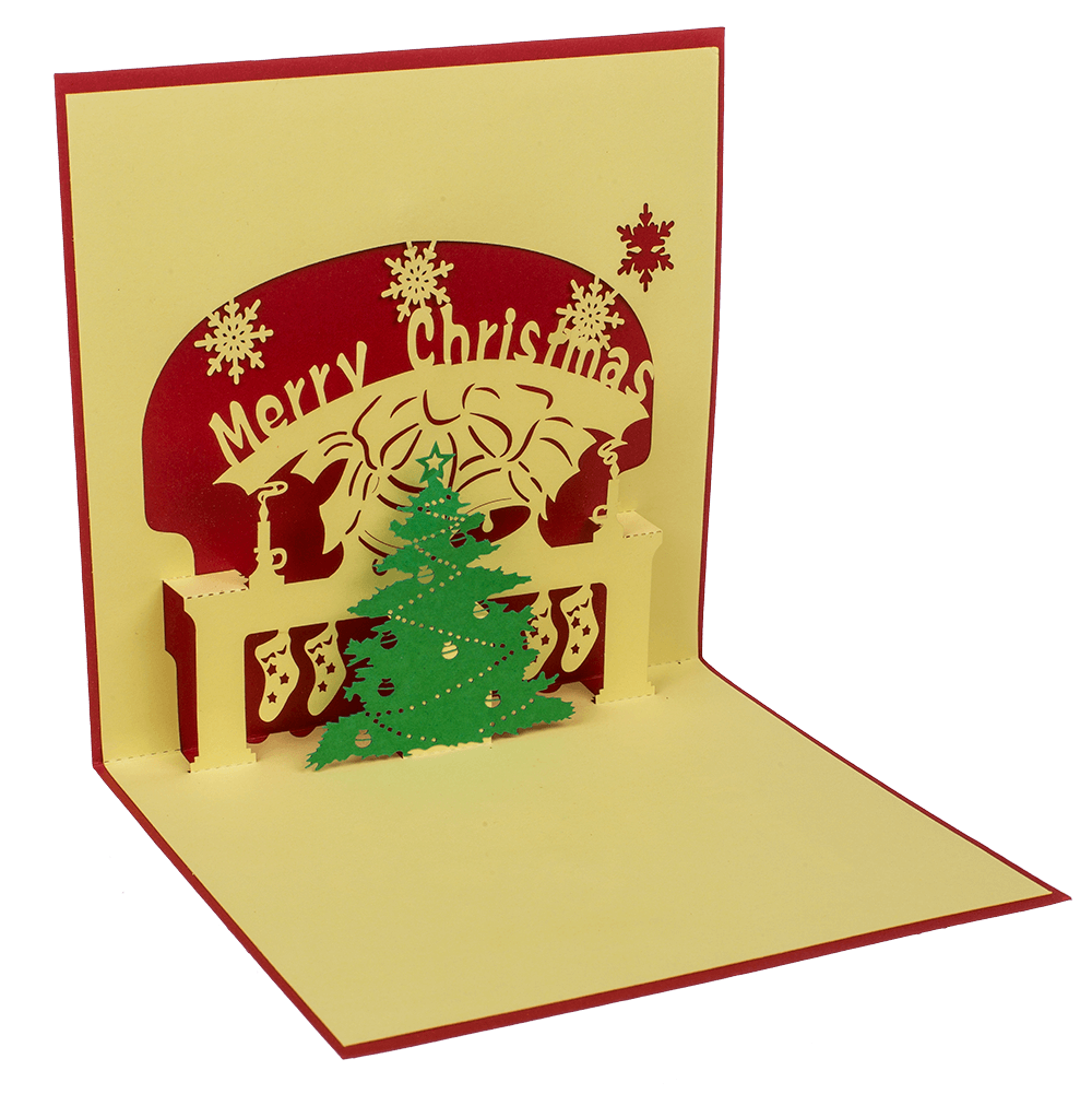 Christmas greeting cards with fold-out silhouette