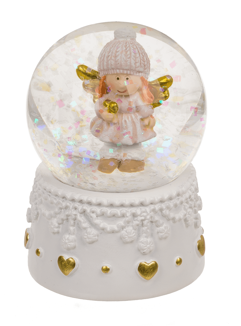 Snow globe, winter angel, on socket,