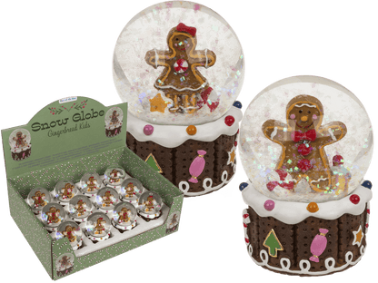 Snow globe, gingerbread children, on socket,