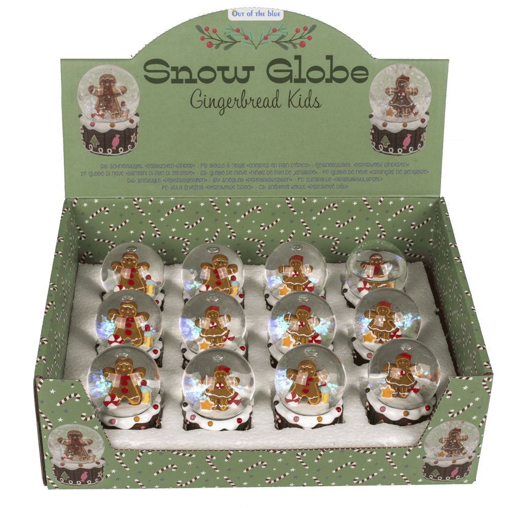 Snow globe, gingerbread children, on socket,