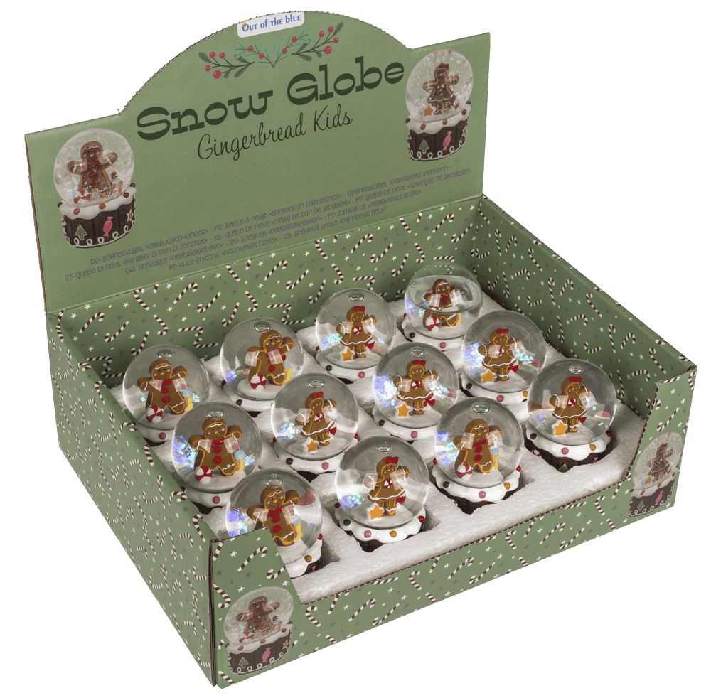 Snow globe, gingerbread children, on socket,