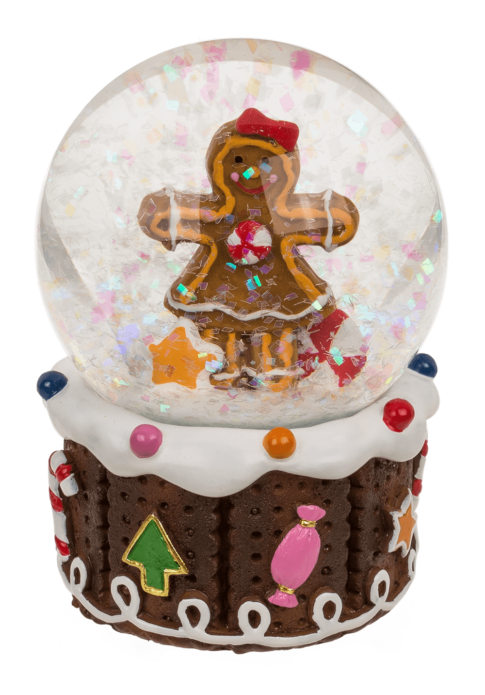 Snow globe, gingerbread children, on socket,