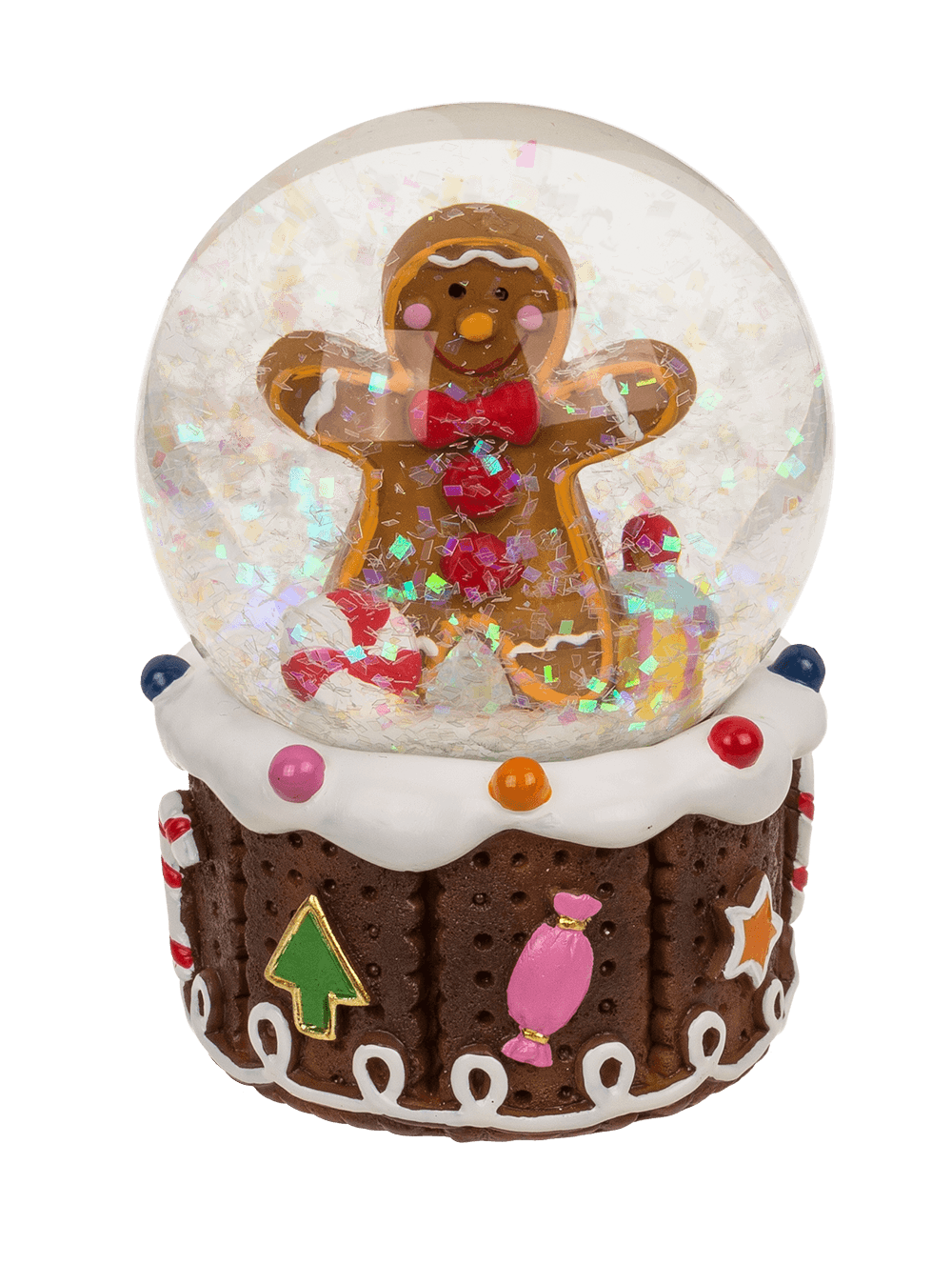 Snow globe, gingerbread children, on socket,