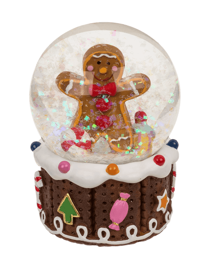 Snow globe, gingerbread children, on socket,