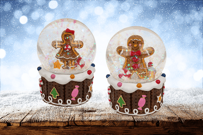 Snow globe, gingerbread children, on socket,