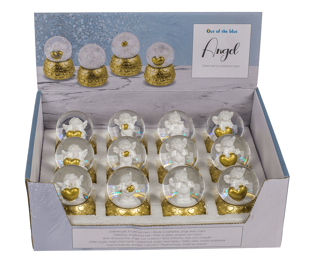 Snow globe, favorite angel, on golden socket,