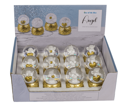 Snow globe, favorite angel, on golden socket,