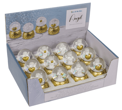 Snow globe, favorite angel, on golden socket,