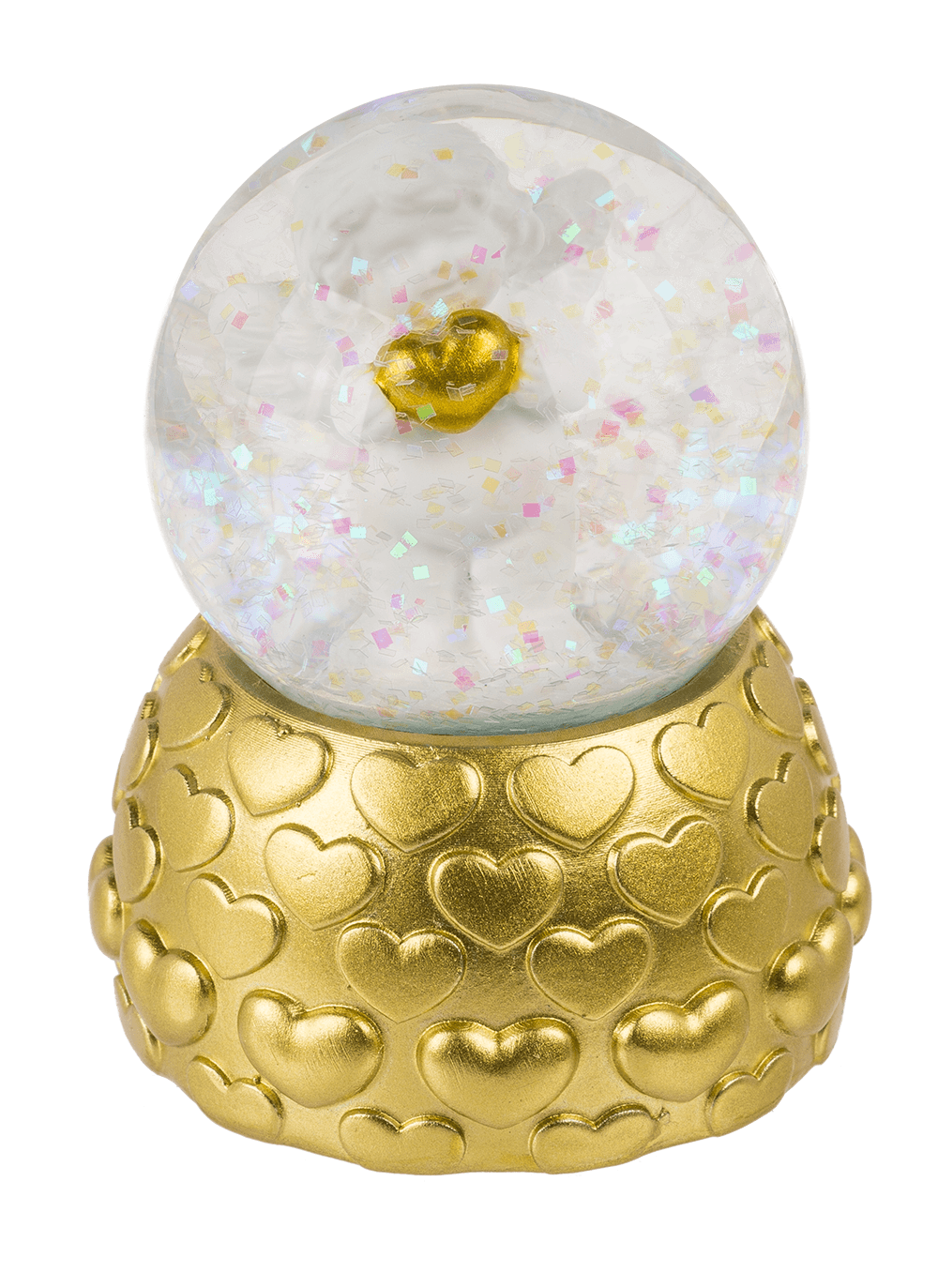 Snow globe, favorite angel, on golden socket,