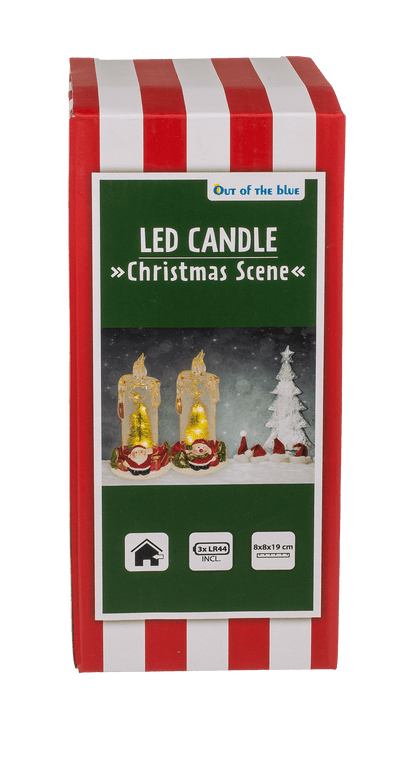 LED candle with Christmas scene, acrylic/dolomite,