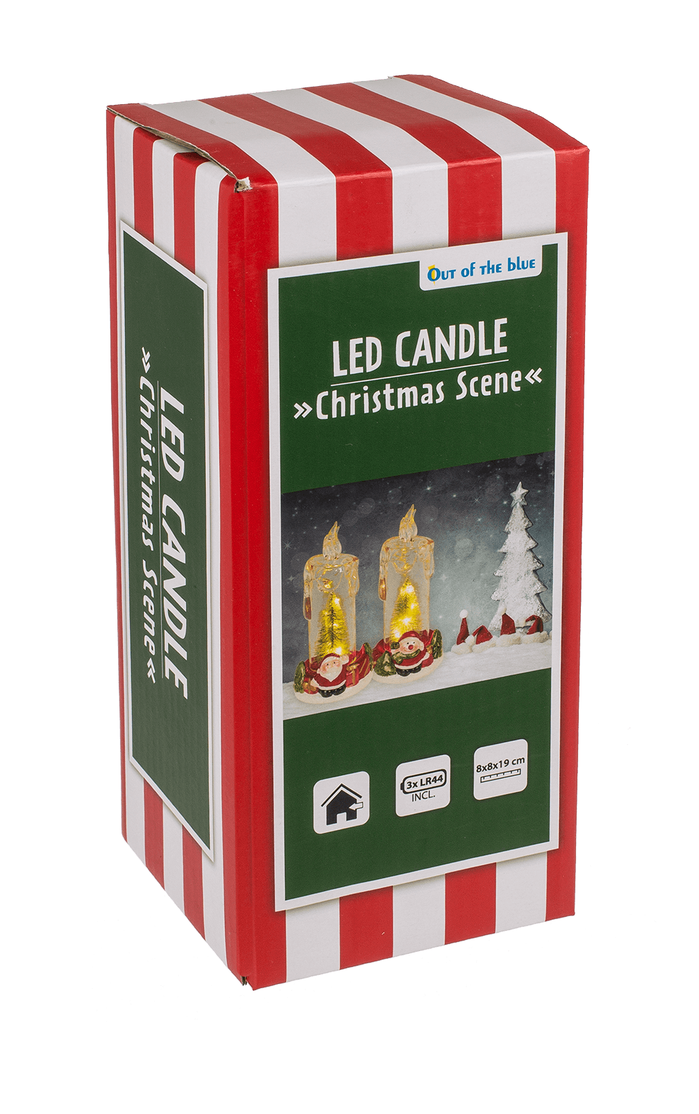 LED candle with Christmas scene, acrylic/dolomite,