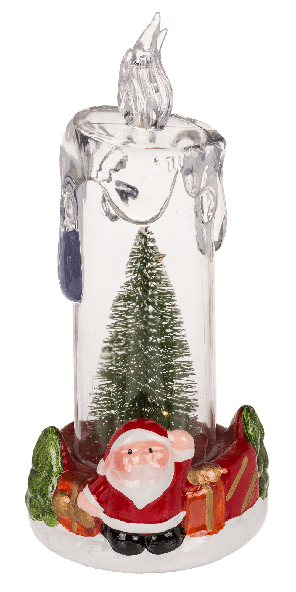 LED candle with Christmas scene, acrylic/dolomite,