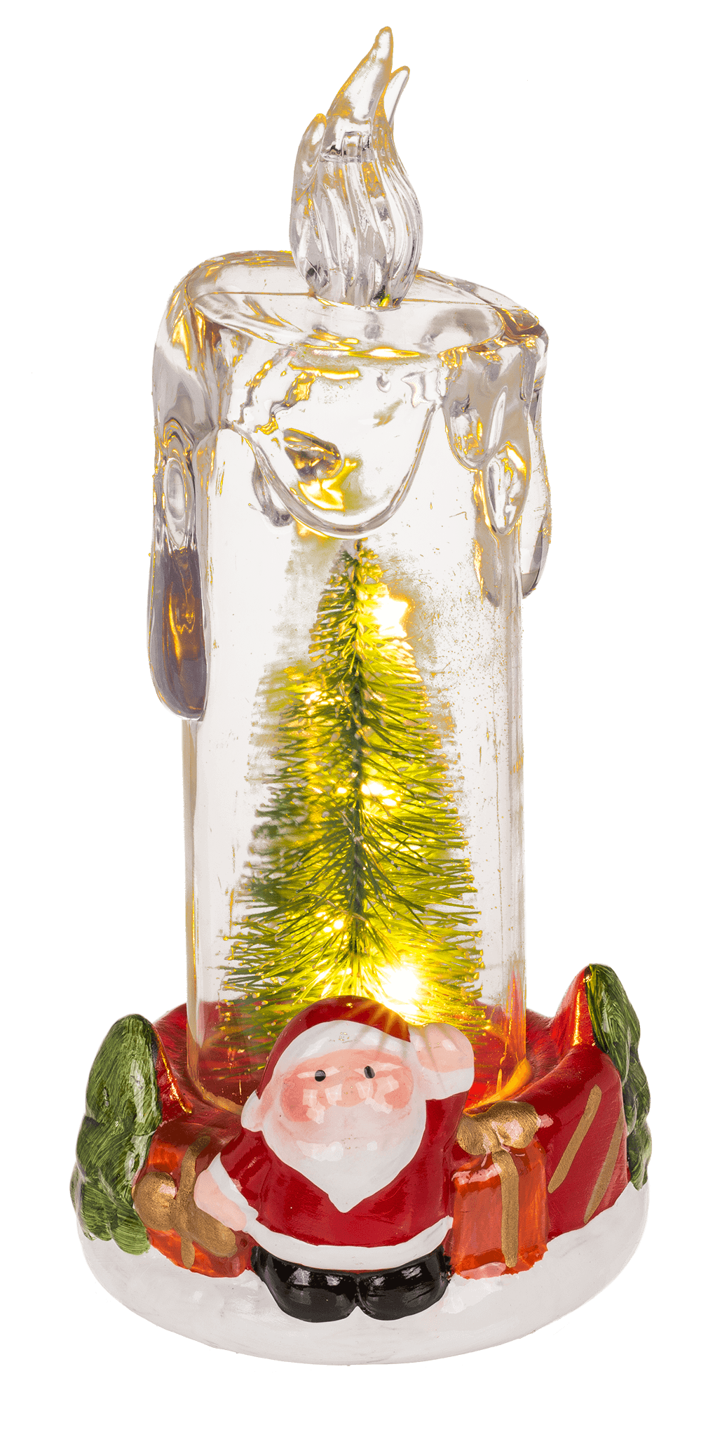 LED candle with Christmas scene, acrylic/dolomite,