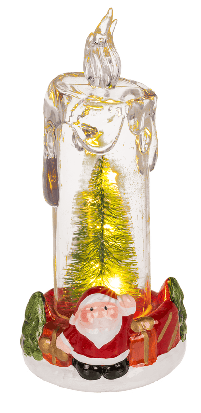 LED candle with Christmas scene, acrylic/dolomite,