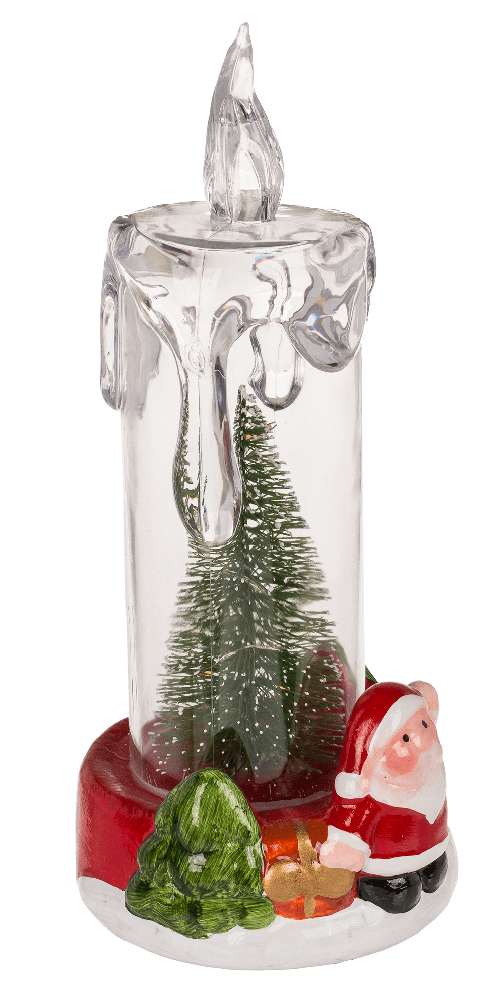 LED candle with Christmas scene, acrylic/dolomite,