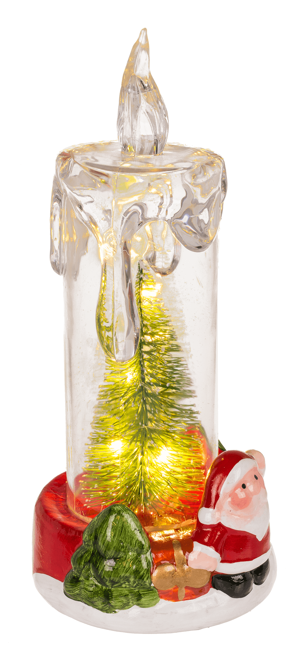 LED candle with Christmas scene, acrylic/dolomite,