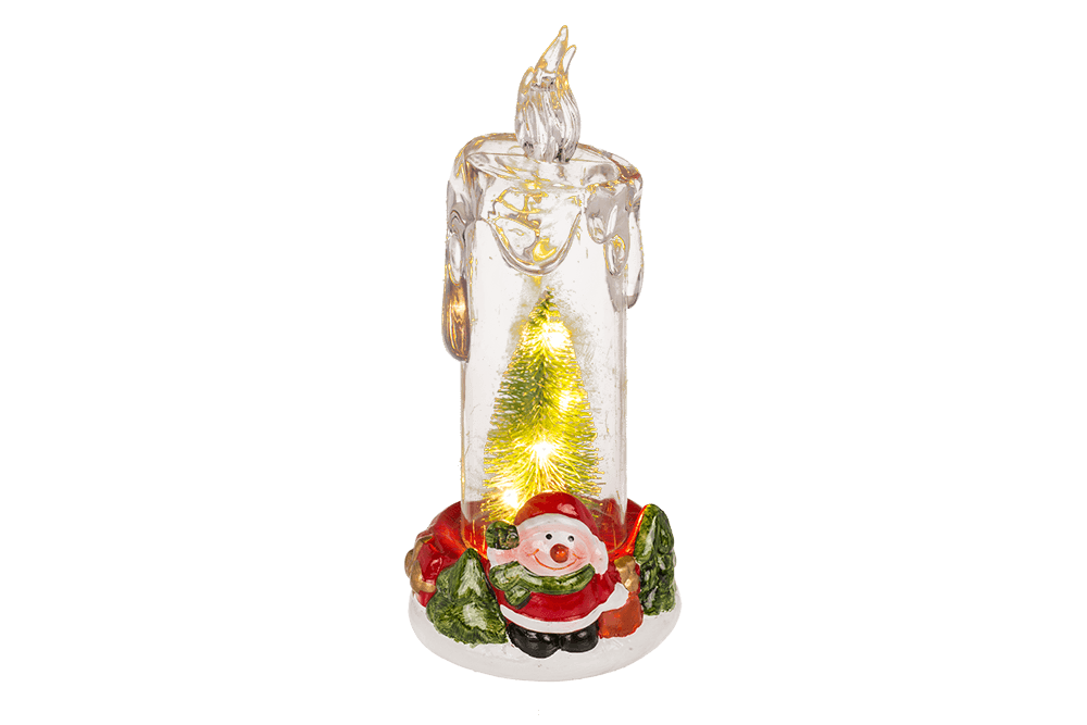 LED candle with Christmas scene, acrylic/dolomite,