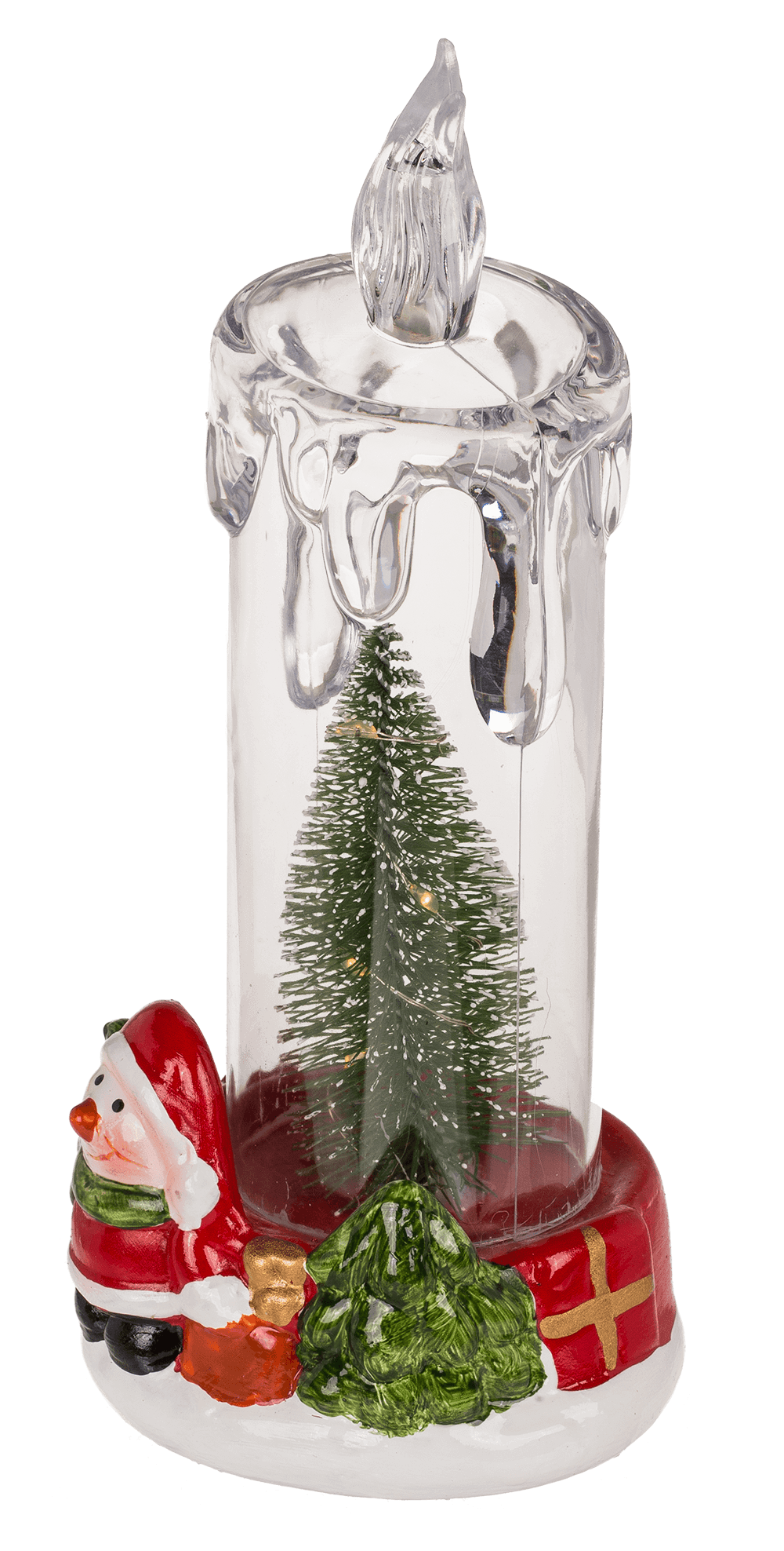 LED candle with Christmas scene, acrylic/dolomite,