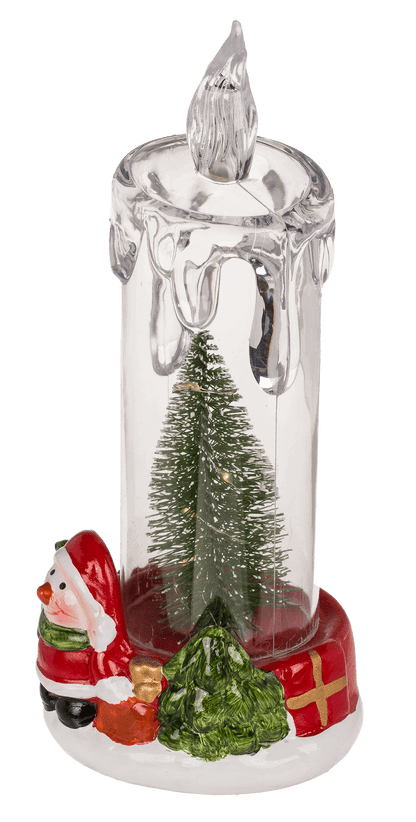 LED candle with Christmas scene, acrylic/dolomite,