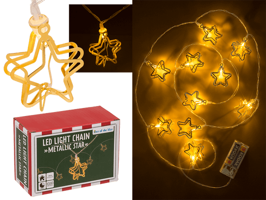 3D LED light chain, Metallic Stars,