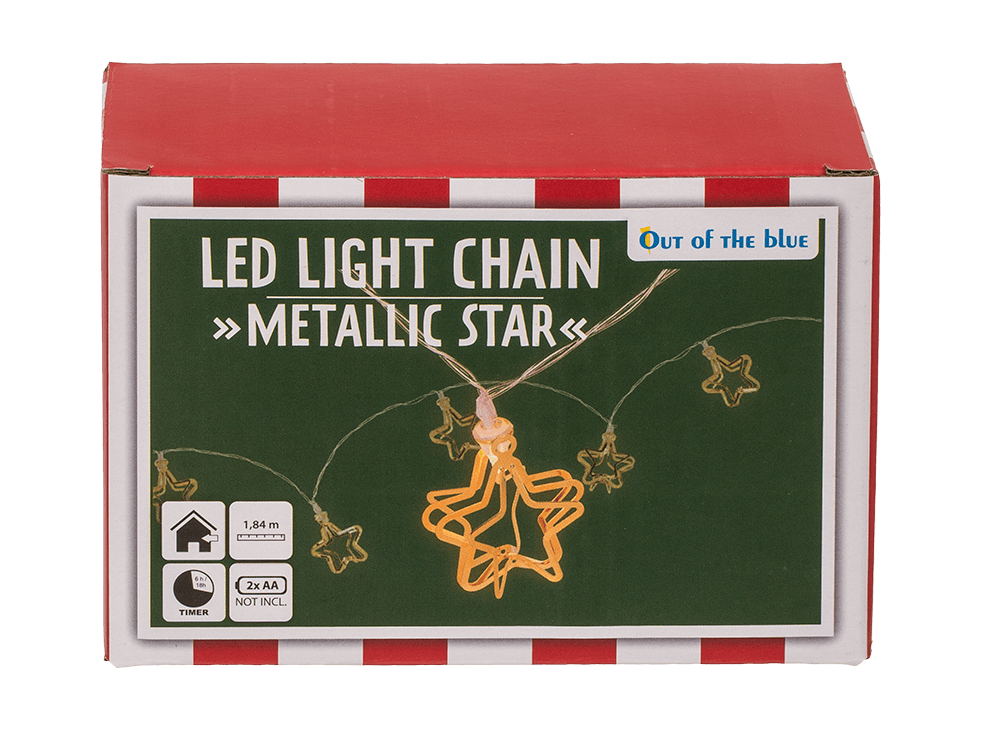 3D LED light chain, Metallic Stars,