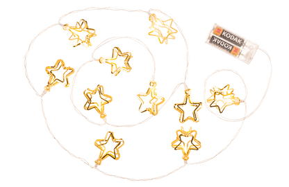 3D LED light chain, Metallic Stars,