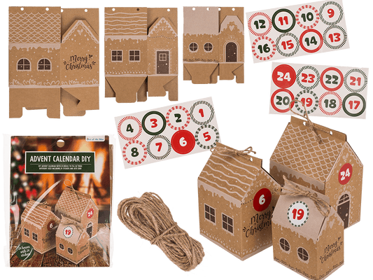 DIY Advent calendar, cardboard, 8 small and