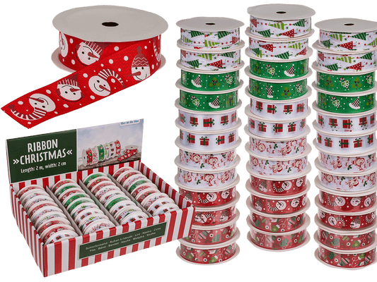 Ribbon, Christmas, polyester, 2 cm x 2 m,