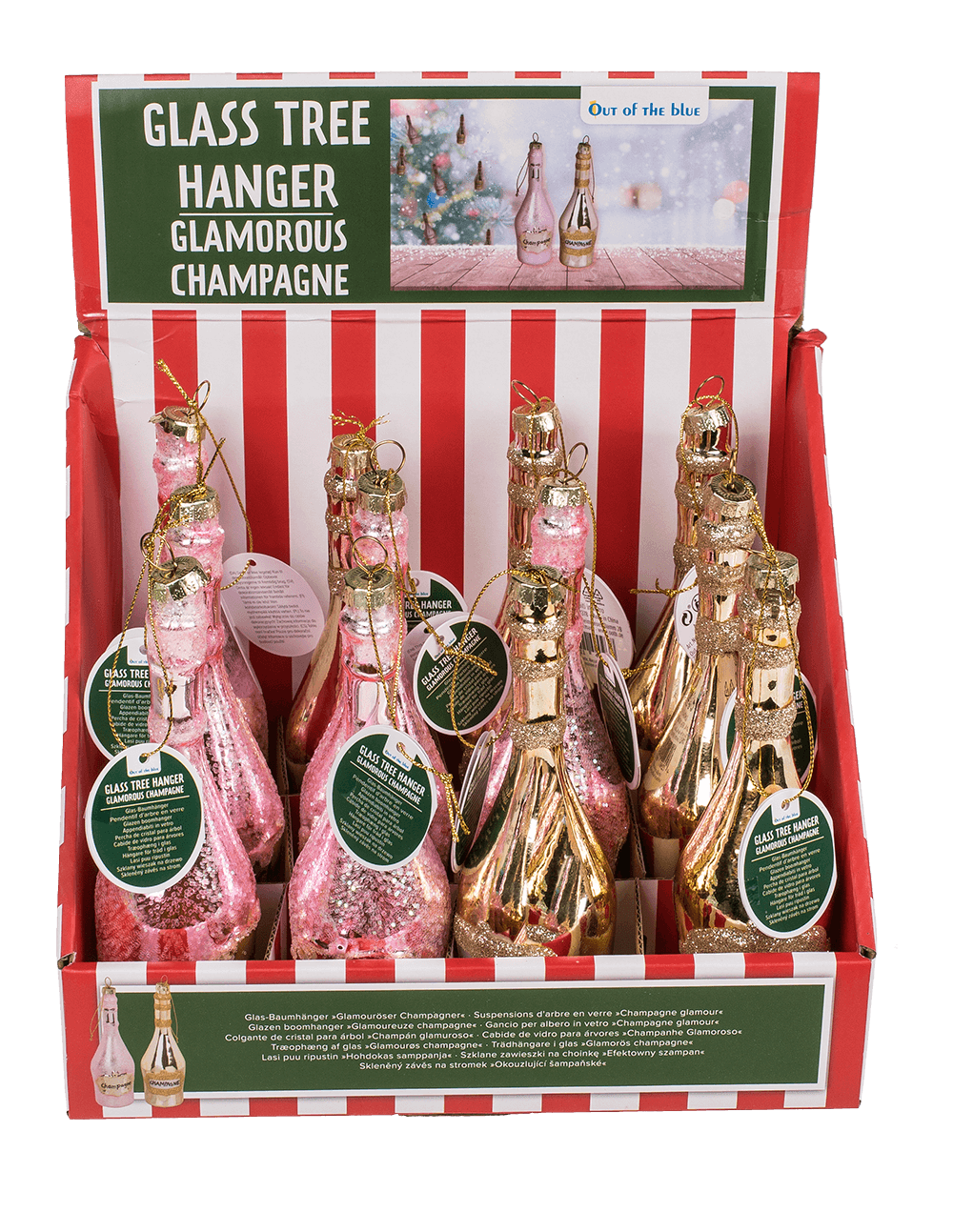 Glass tree hanger, Glamorous Champagne,