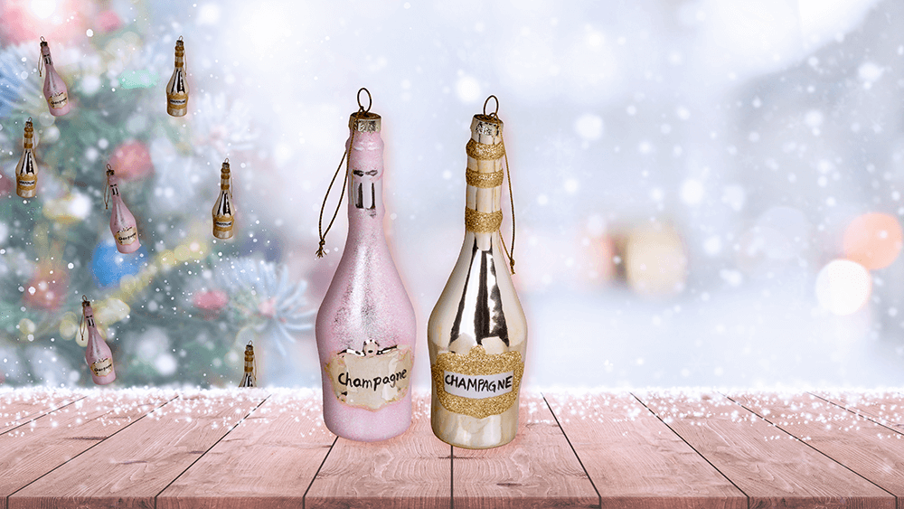 Glass tree hanger, Glamorous Champagne,