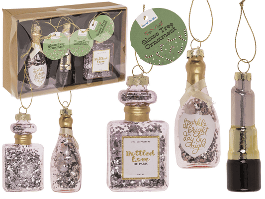 Glass tree decorations, Fancy, set of 3,