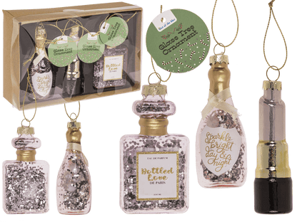 Glass tree decorations, Fancy, set of 3,