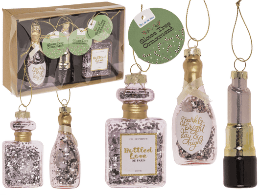 Glass tree decorations, Fancy, set of 3,