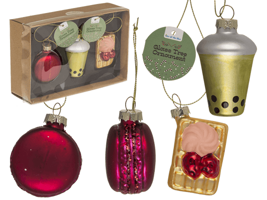 Glass tree decorations,Bubble Tea,set of 3,Macaron