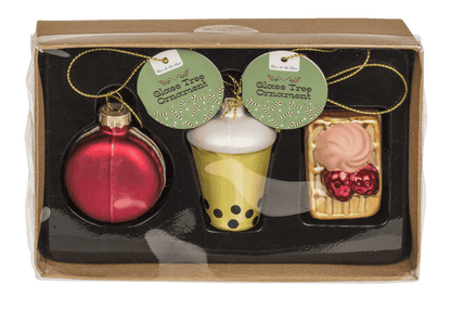 Glass tree decorations,Bubble Tea,set of 3,Macaron