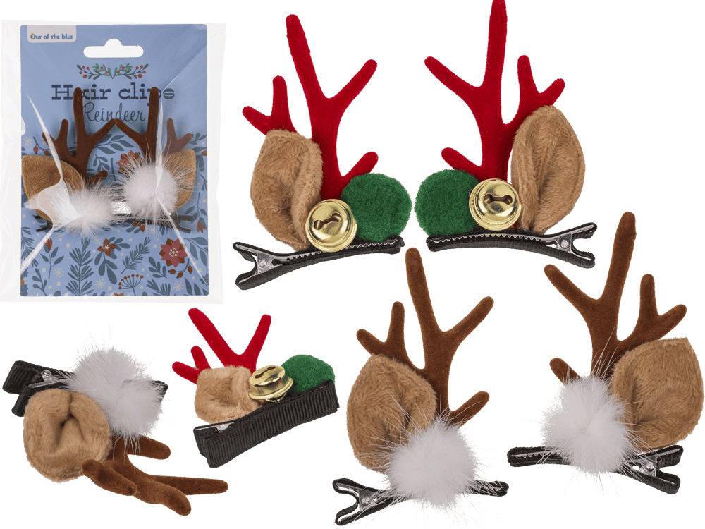 Hair clips, Reindeer, 2 assorted,