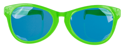 Giant fun glasses with coloured lenses,