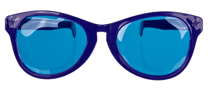 Giant fun glasses with coloured lenses,