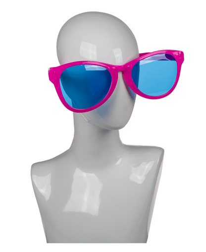 Giant fun glasses with coloured lenses,