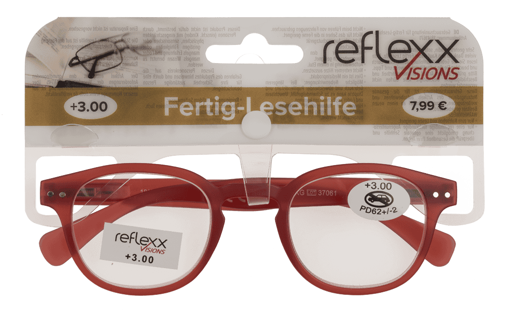 Reading glasses with plastic frame, 5 strengths,