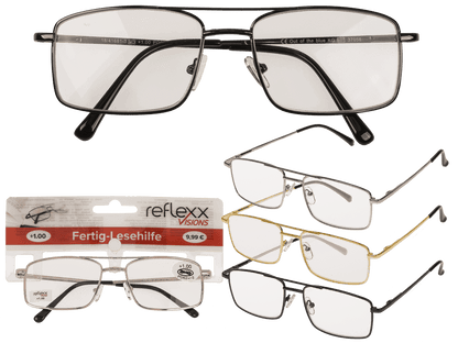Reading glasses with metal frame, 5 strengths,