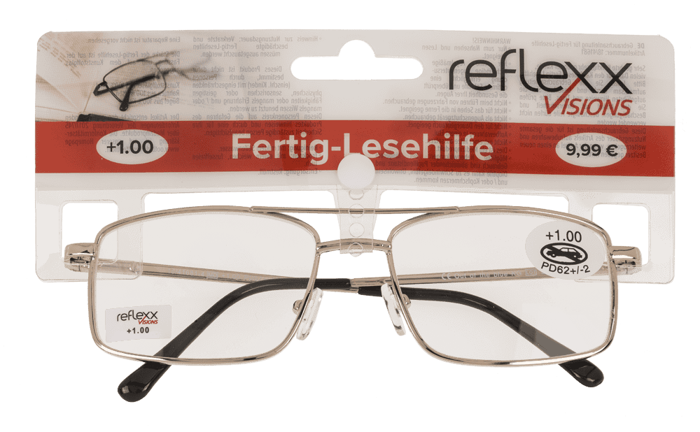 Reading glasses with metal frame, 5 strengths,