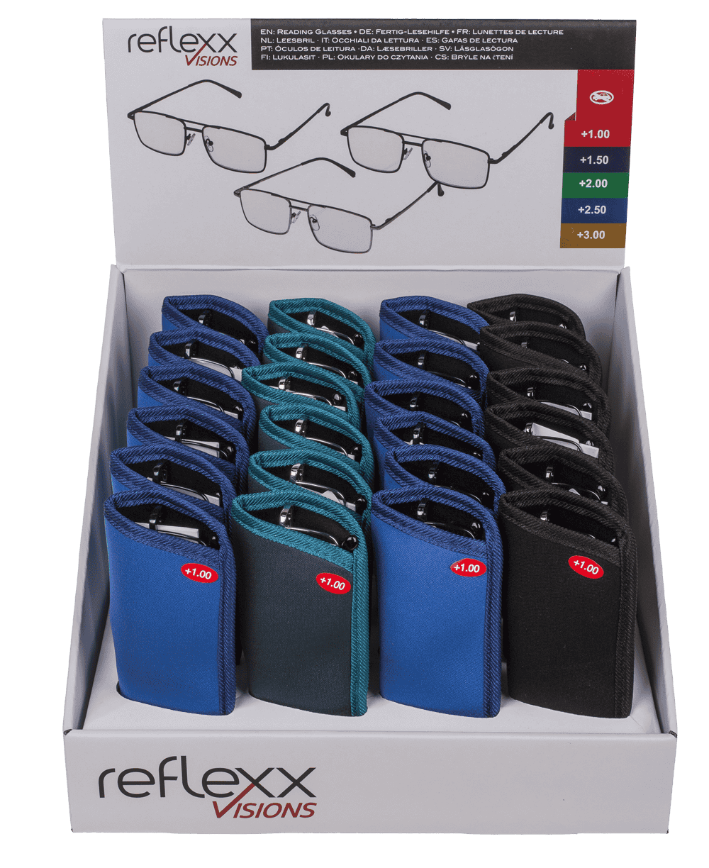 Reading glasses with metal frame, 5 strengths,