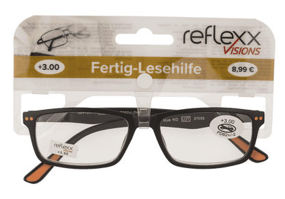 Reading glasses with plastic frame, 5 strengths,