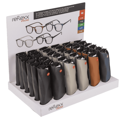 Reading glasses with plastic frame, 5 strengths,