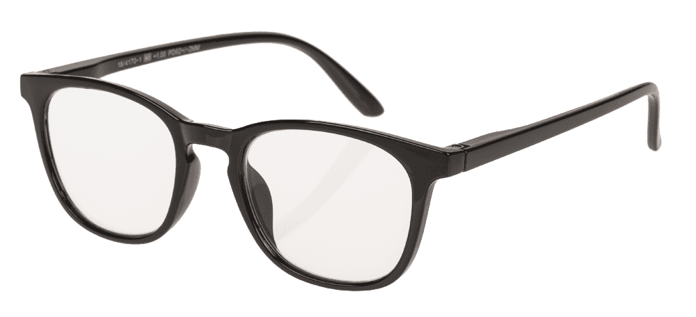 Reading glasses with plastic frame, 5 strengths,