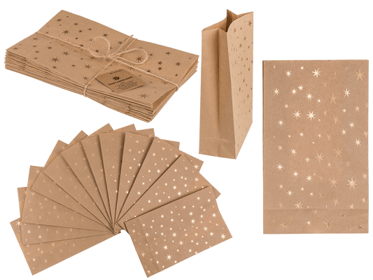 Craft paper bag, stars,
